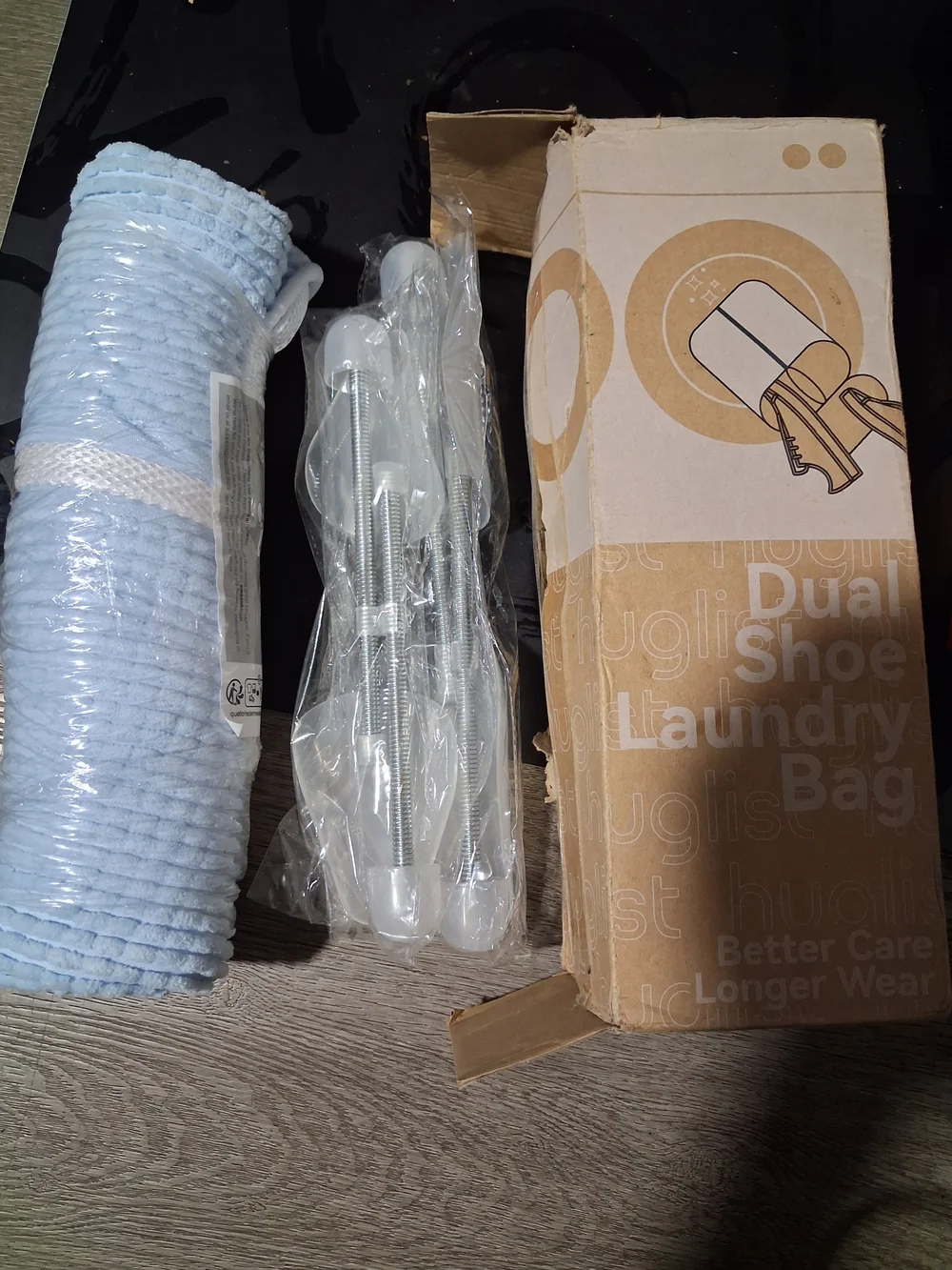 Dual Shoe Laundry Bag Set - Light Blue Roll & Hardware